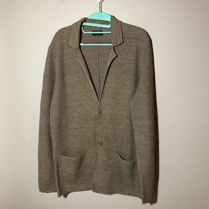 Falconeri Italian linen cotton knit khaki blazer mens 52 quiet luxury neutral